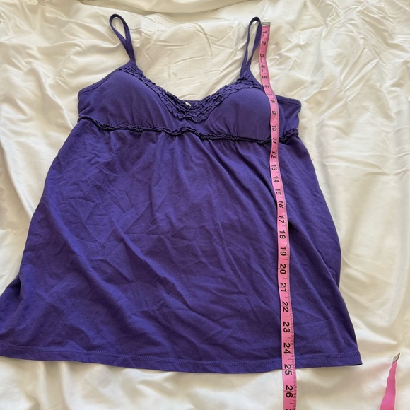 Y2K Vintage Babydoll Cami Tank Top Purple Ruffle Padded Women’s Shirt Large - Picture 5 of 5